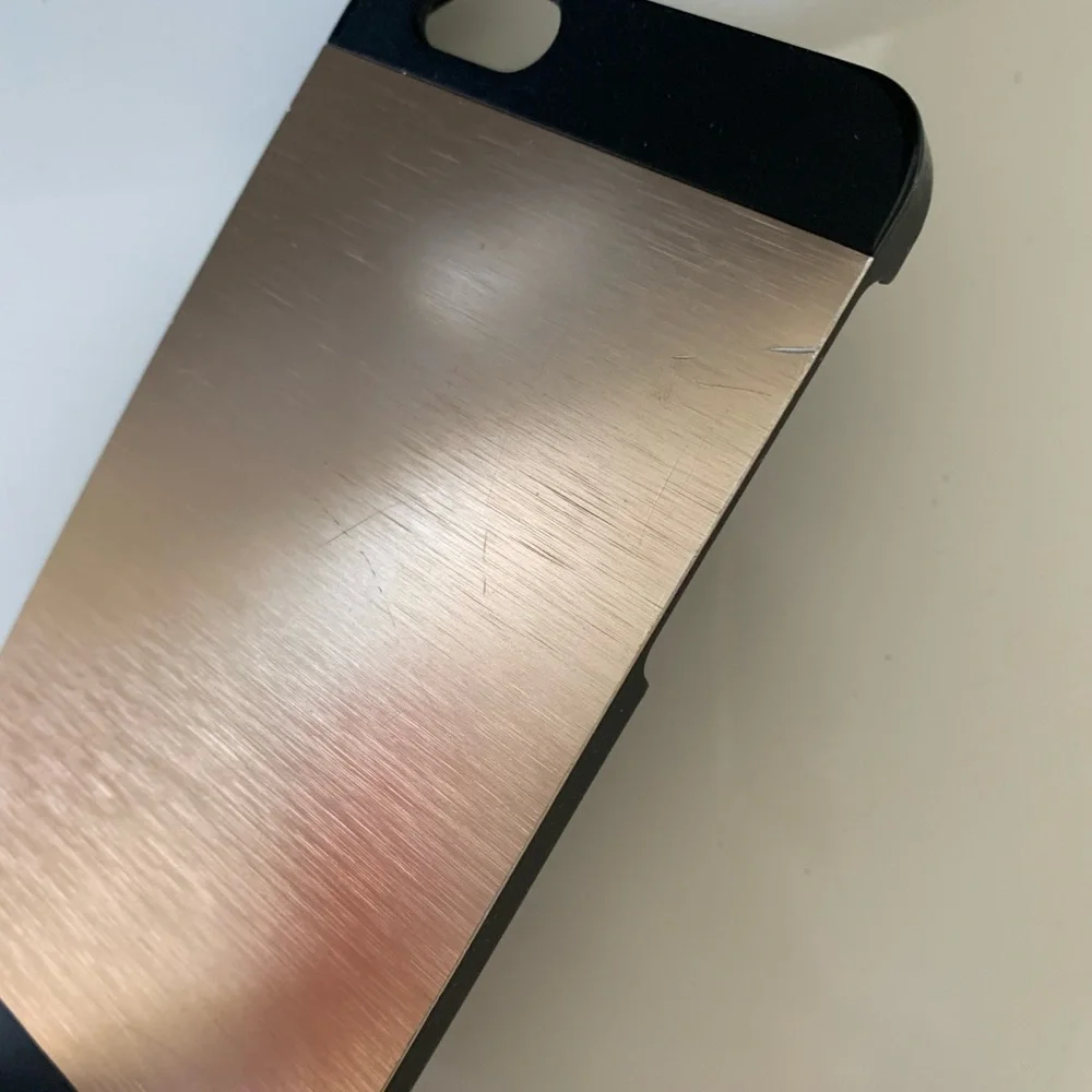 iPhone 6/6S phone case shiny gold metallic with black plastic GUC see pics